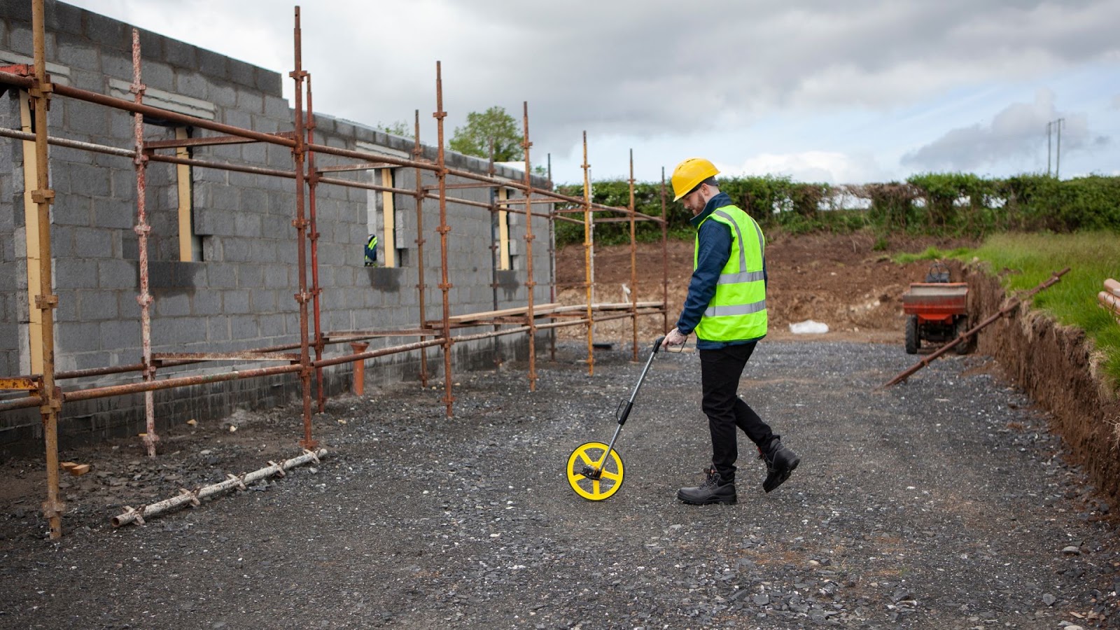 Working walking and measuring site.