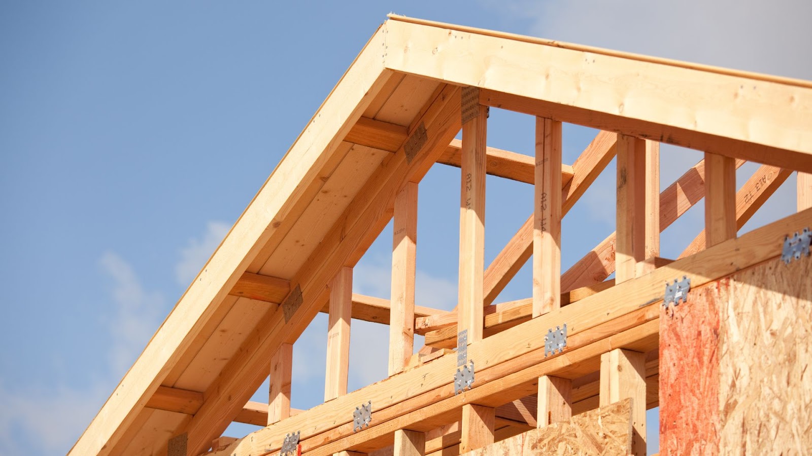 House under construction with wood framing